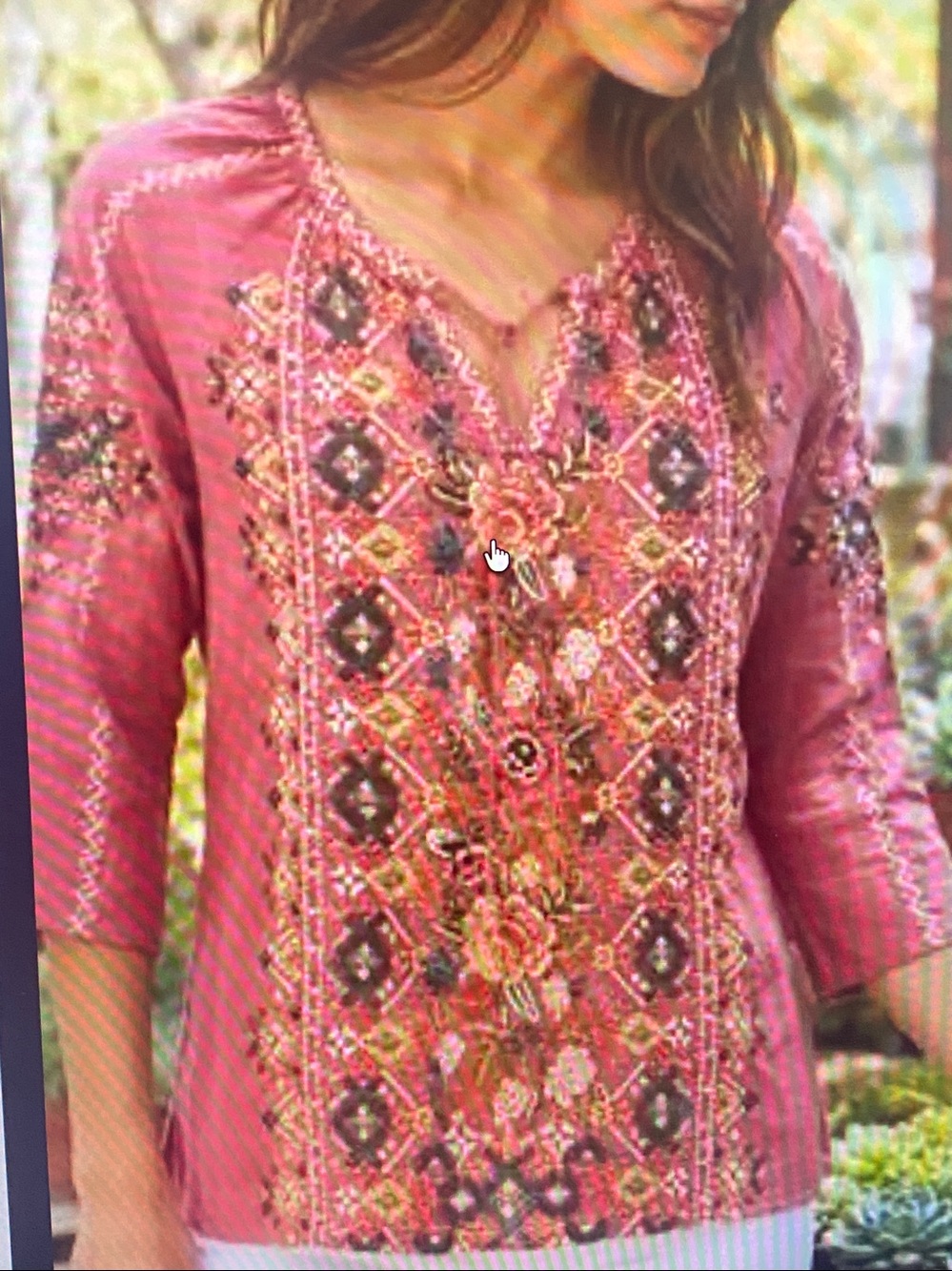 NWT Johnny Was Chandra Rose Pink Embroidered Boho Top 💯% linen Medium